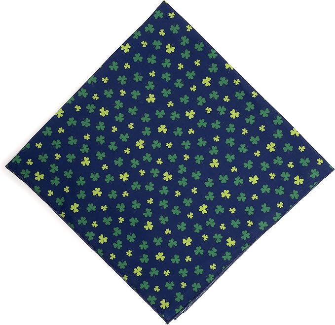 THE WORTHY DOG Classic Tie-Uc Dog Bandana – Soft Cotton Flannel Square Pet Bandana, Lucky Pattern, Navy, Large