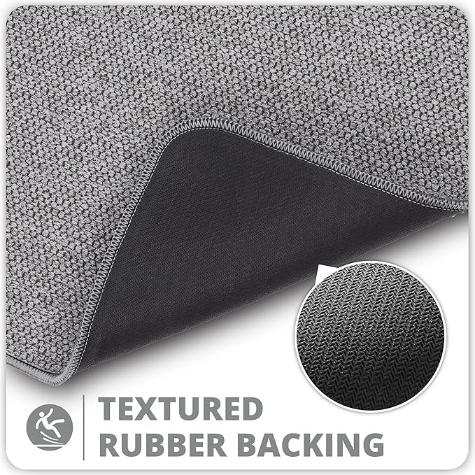 Bosap Bath Mat,Ultra Thin Bathroom Runner Rugs,Large Bath Mats for Bathroom,Quick Dry,Non-Slip,Machine Washable,Low Pile,Bath Rug,Shower Outside,Sink,Home Decor Accessories.Grey,1'5"x4'11"（17x59inch）