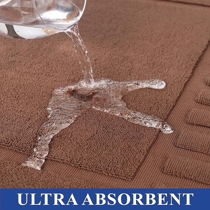 Superior 100% Cotton Bathmat Set, Bath Mats, Bathroom Decor, Shower, Bathtub Essentials, Home Accessories, Washable Rug, No Backing, Heavyweight, Leo Collection, Set of 2, 22" x 35", Brown