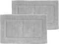 mDesign 100% Cotton Bath Mat - Soft Hotel-Style Rectangular Bathroom Floor Rug - Plush, Water Absorbent Cloth Bathmat for Outside Bathtub/Shower, Machine Washable Cotton Bath Rug - 2 Pack - Gray