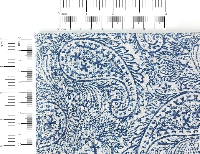 Linen Rayon Blend Fabric by The Linen Lab – Lightweight, Soft, Pre-Washed Material for Sewing, Clothing, Crafts & DIY (1 Yard pre Cut, Paisley Navy with Subtle Wrinkle Effect)