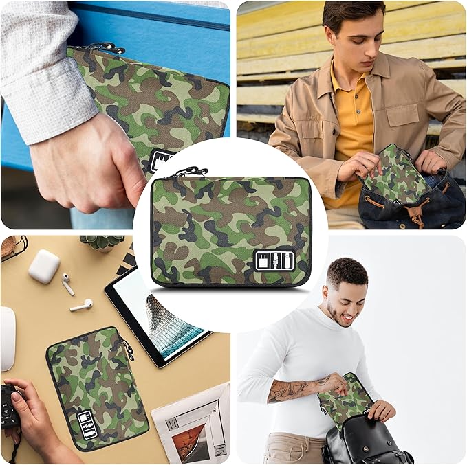 Miavers Electronics Organizer,Travel Cord Organizer Pouch, Portable Cable Organizer Bags,Travel Electronic Accessories Storage Case for Cables, Cords, Charger, Phone (CamouflageGreen)