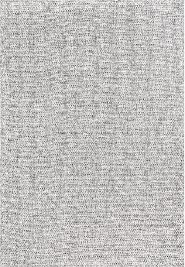 CAMILSON Easy Jute Rug 5x7 Indoor Outdoor Gray Farmhouse Area Rugs for Living Room and Kitchen Rug, Solid Boho Woven Design Easy-Cleaning Washable Outside Carpet Alfombras (5 x 7)