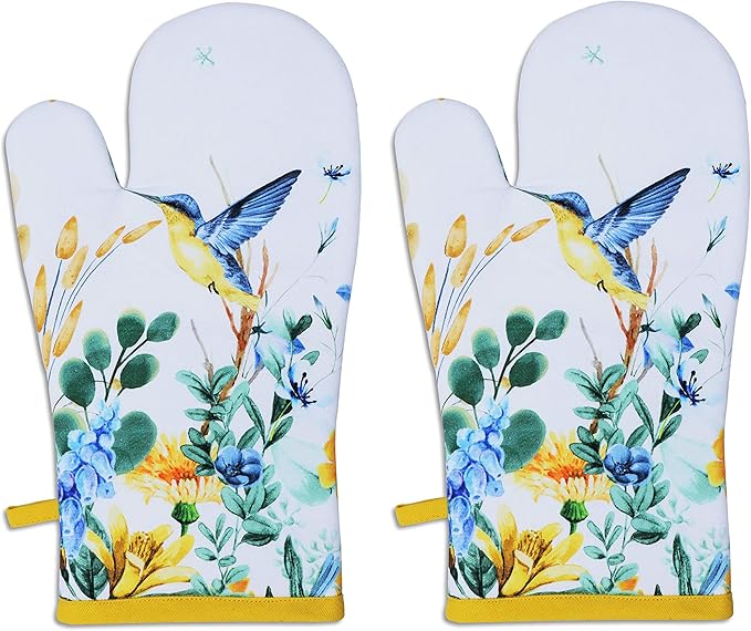 AMOUR INFINI Cotton Oven Mitts Set of 1 with Hanging Loop Non-Slip, Heat Resistant, Reusable Oven Mitt for Baking Cooking Kitchen Oven Gloves (Wild Meadow)