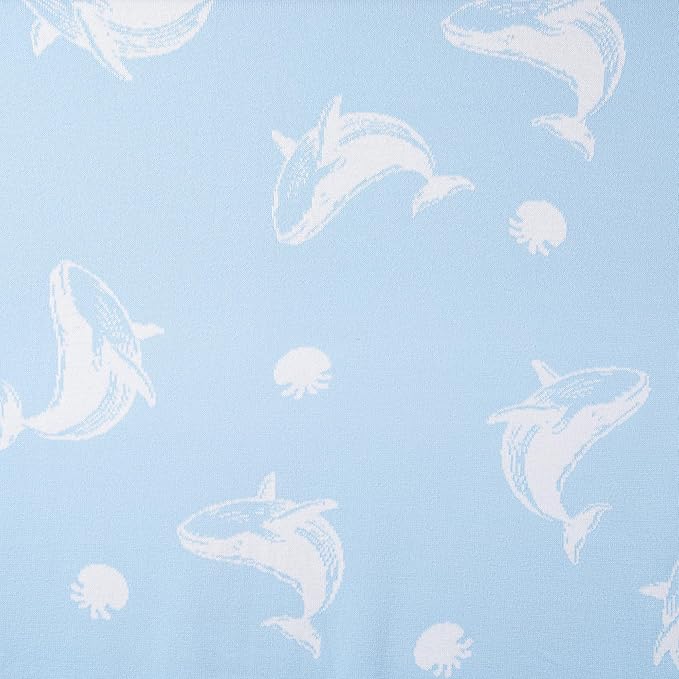 SWaddle AN Whale Jacquard Baby Blanket, Size 30x40in, 100% Cotton Fabric, Two-Sided Breathable Throw Blanket for Boys and Girls