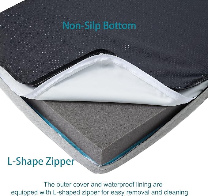 GOHOO PET Orthopedic Memory Foam Dog Bed, Cooling Dog Beds for Medium Dogs -Waterproof Pet Bed for Crate with Removable Washable Cover, M(29inch,45Lbs)