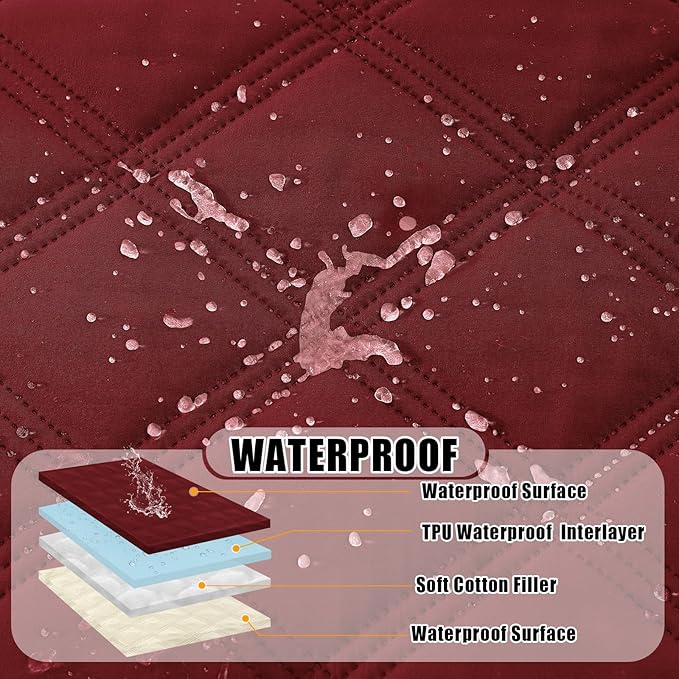 Smiry Waterproof Dog Bed Cover Blanket 52x82, Soft Reversible Pet Blanket, Washable Leakproof Cats Dogs Couch Cover for Sofa, Couch, Furniture, Lattice, Wine Red/Beige