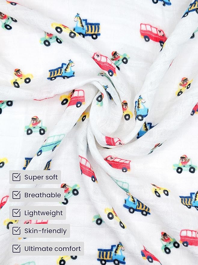 Stellar Kiddos Muslin Swaddle Blankets, Soft Breathable Cozy Baby Blankets for Newborn Boys and Girls, 47” X 47“, 2 Pack Receiving Swaddles, 70% Viscose from Bamboo 30% Cotton (Little Explorers)