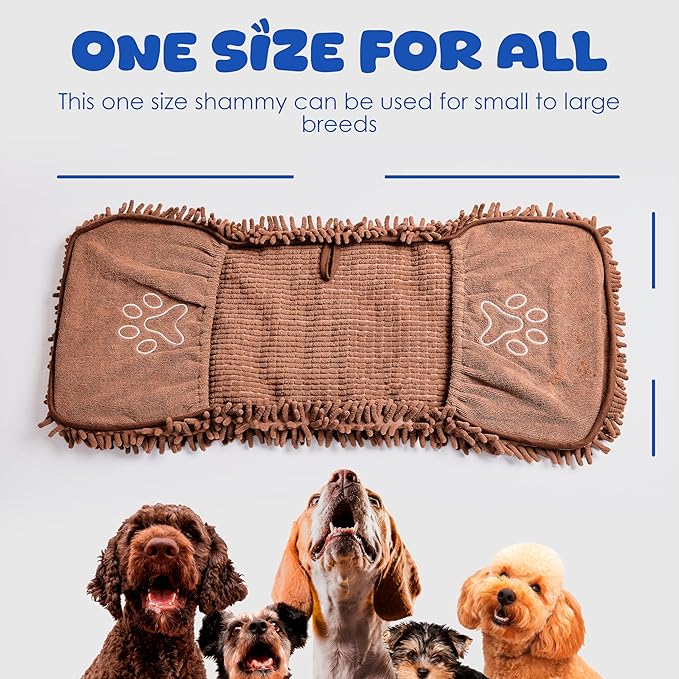 EDENATURE Microfiber Dog Bath Towel – Super Absorbent Dog Towels for Drying Dogs Large & Small, Quick Dry Pet Towel with Hand Pockets, Soft & Durable Puppy Towel, Machine Washable – Coffee