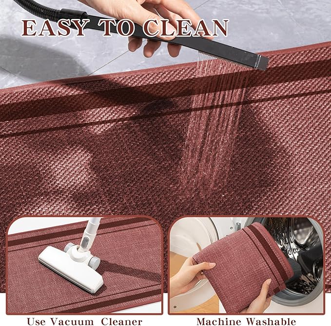 chakme Bathroom Rugs Mat 24x17, Ultra Thin Non Slip Bath Mat Small Quick Dry Absorbent Bath Mat for Bathroom, (Dark Pink, 24"x17")