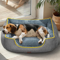 MellowMates Orthopedic Dog Bed for Large Sized Dogs with Removable Washable Cover, Waterproof Lining & Non-Slip Base, Pet Dogs Couch Sofa with Extra Thick Dual-Layer Interior Padding, 36", Grey