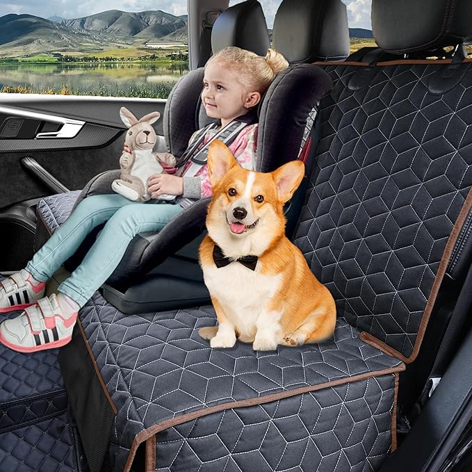 Meginc Bench Seat Covers for Trucks,Dog Car Seat Covers for Ford f150/Ram1500/Nissan Frontier/Toyota Tacoma/GMC Canyon,Nonslip Truck Seat Cover for Dogs (Brown)