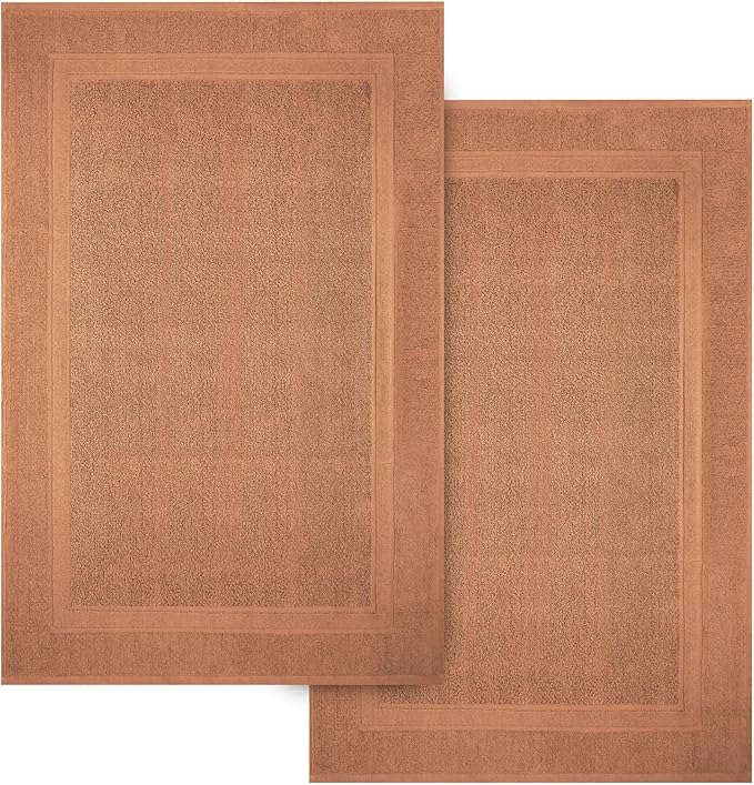 Infinitee Xclusives Premium Cotton Bath Mats for Bathroom – Pack of 2 | 34x22 Inches | Ultra Soft, Super Absorbent, Non-Slip, Machine Washable Mats (Cosmic Sand)