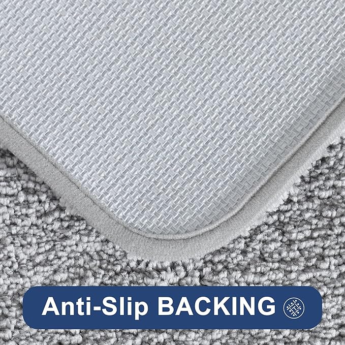 COSY HOMEER Bath Rugs for Bathroom Extra Thick - Anti-Slip Bath Mats Soft Plush Yarn Shaggy 100% Strong Mirco Polyeste Mat Living Room Bedroom Mat Floor Water Absorbent(Grey,24x36 - Inches)