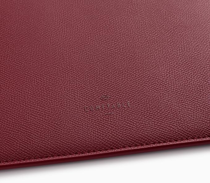 Comfyable Laptop Sleeve 13 Inch Precisely Compatible with MacBook Air M4 2025-2018 & MacBook Pro M2 2022 M1 2020-2016, Genuine Leather Cover Case, Wine Red