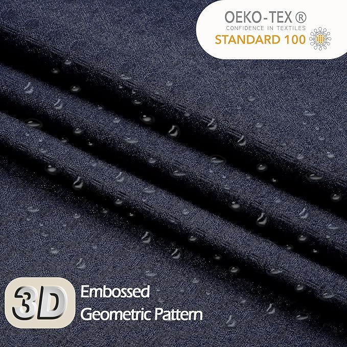 Ebesto Navy Blue Shower Curtain 72 Inch Length 1 Piece, Waffle Embossed Textured Soft Fabric Hotel Shower Curtain for Bathroom, Modern Polyester Water Repellent Cloth Bath Decor, 72Wx72L Inches