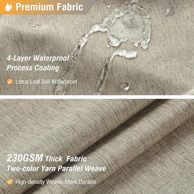 BTTN Extra Long Shower Curtain - 72x96 Inch Long Linen Textured Heavy Duty Fabric Shower Curtain Set with 12 Plastic Hooks, Tall Hotel Spa Luxury Waterproof Curtains for Bathroom Showers - Khaki/Tan