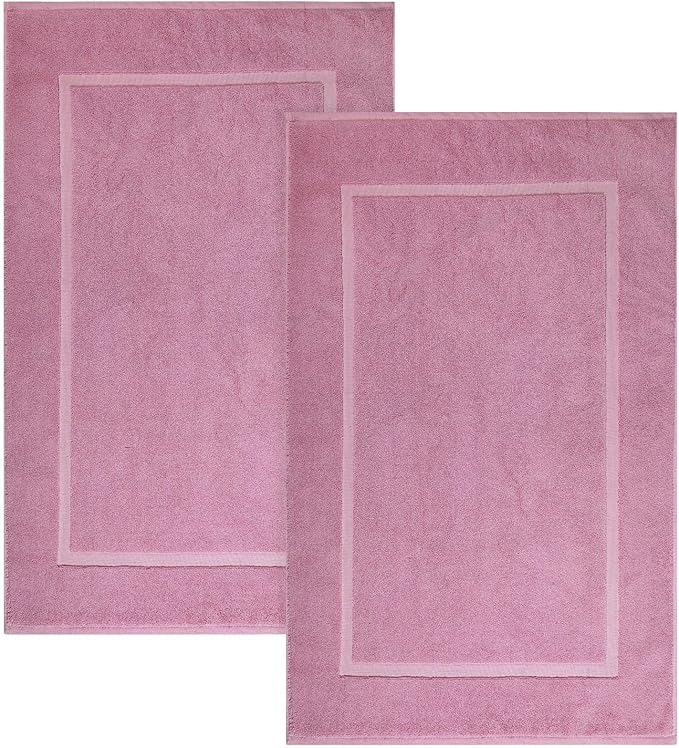 ELITE Emporium Home Collection 2-Piece Cotton Bathroom Mat Set, 21" x 34" - 100% Cotton, Absorbent, Quick-Dry, Bath Towel Mats for Floor, Wishful Mauve [Not a Bathroom Rug]