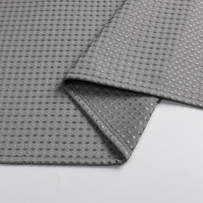 meioro Grey Shower Curtain, Waffle Weave 256GSM Heavy Duty Textured Fabric Shower Curtains for Bathroom Hotel Spa, Luxury Weighted Polyester Cloth Bath Curtain Set with 12 Hooks, 72Wx78H