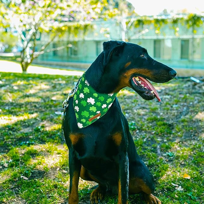 Realeaf St. Patrick's Day Dog Bandanas 2 Pack, Triangle Reversible Pet Scarf for Boys and Girls, Premium Durable Fabric, Holiday Bandana for Large and Extra Large Dogs (X-Large)