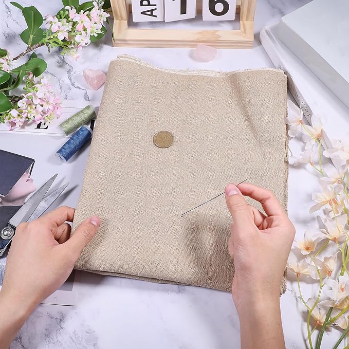 FREEBLOSS Linen Canvas Cloth Canvas Fabric by The Yard for Painting Coarse Linen Fabric 60x100cm/23x39inch