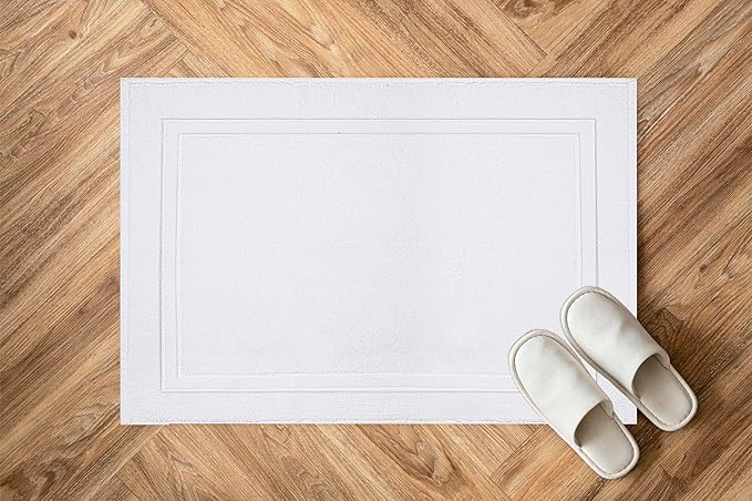 Infinitee Xclusives Premium Cotton Bath Mats for Bathroom – Pack of 2 | 34x22 Inches | Ultra Soft, Super Absorbent, Non-Slip, Machine Washable Mats (White) [Not a Rug]