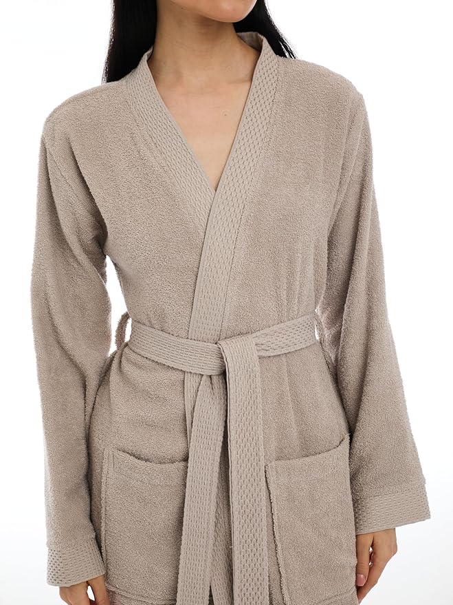 Seritaine Short Robes for Women, 100% Turkish Cotton Womens Robe, Luxury, Terry Cloth Long Spa Bathrobe