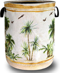 Tropical Palm Trees Laundry Hamper Foldable Oxford Cloth Retro Hawaii Laundry Basket With Handle Portable Clothes Storage Basket Funny Laundry Bag 18.9"x16.5" For Laundry Room/Bedroom/Bathrooms