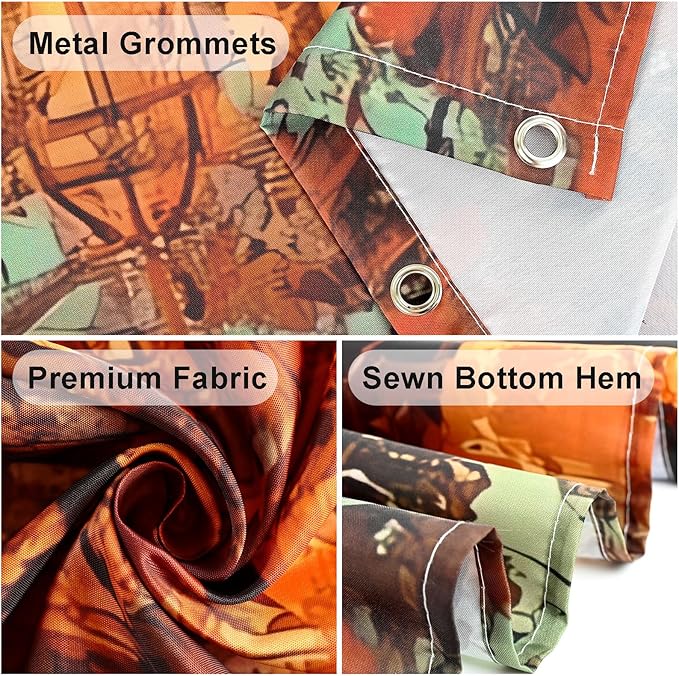 mutakin Fall Pumpkins Shower Curtain Autumn Thanksgiving Tree Shower Curtains for Bathroom Waterproof Fabric Bath Curtain Decor with Hooks