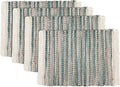 Hausattire Woven Table Placemats Set of 4 - Teal, Jute Boho Outdoor Table Mats for Kitchen Dining Decoration | Heat Resistant Farmhouse Rustic Dinner Placemat for Thanksgiving Decor - 13x19 Inch