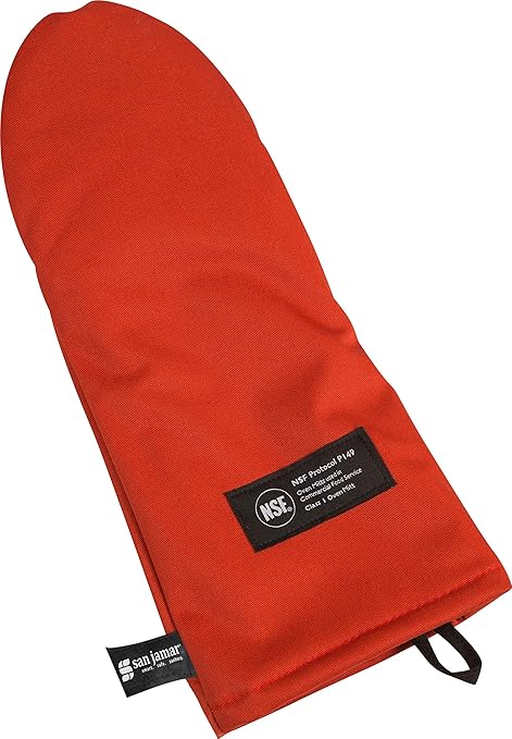 San Jamar CTP13 Cool Touch Puppet Oven Mitt Heat Protection up to 500° F, 13" Length, Red