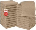 RIVERSIDE 24 Pack Washcloths Set - 100% Cotton [12x12 Inches] - 500 GSM, Soft, Quick-Dry & Highly Absorbent Face Towels - Perfect for Bathroom, Gym, Hotel, Spa & Travel - Tan