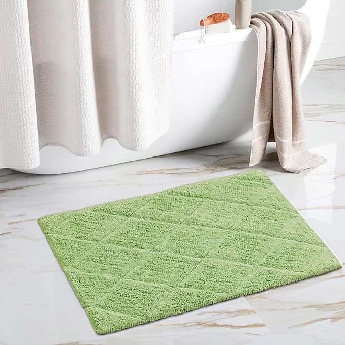 C23 Luxury 2200 GSM Heavyweight Bath Mat | 100% Tufted Cotton | 20"x32" Sage Green Thick & Plush Bathroom Rug | Ultra-Absorbent, Quick Dry, Anti-Slip Natural Latex Back, Machine Washable, 1 Piece