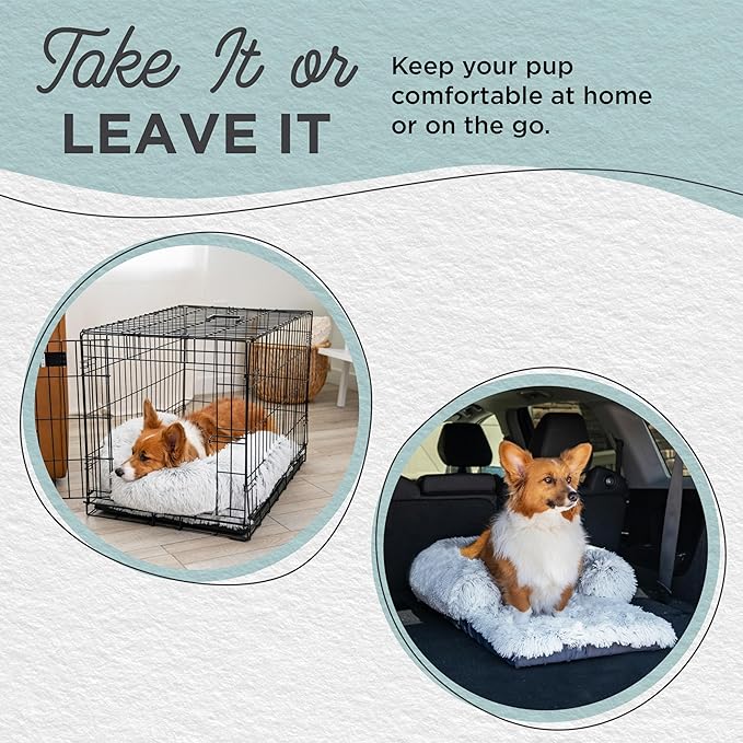 Best Friends by Sheri Nap Mat Dog Bed with Bolster - Washable Crate Pad, Removable Cover, Frost, Medium, 30x17