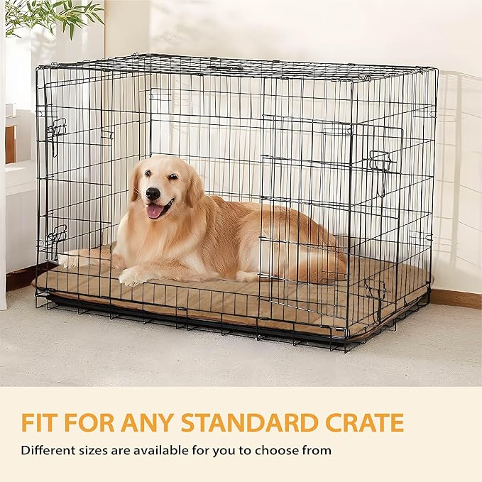 ZAKAPAWS Dog Crate Pad for Large Dog - 35x23 Memory Foam Dog Bed, Washable & Anti-Slip Dog Bed Mat, Ultra Soft Kennel Pad for Dogs Cozy Sleeping Mat, Khaki