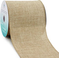CT CRAFT LLC Burlap Fabric Wired Ribbon 4 Inch x 10 Yards Natural Color for Christmas Home Wedding Decor Gift Wrapping Tree Topper Bow Wreath Bouquet DIY Crafts