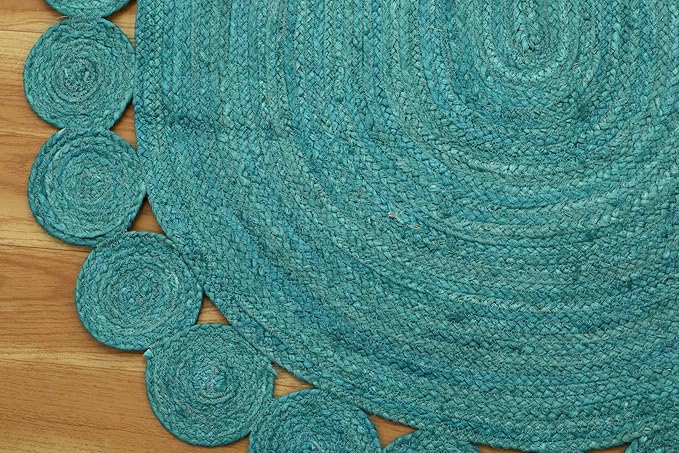 Runner - Oval Rug 3x10 Area Rug Kilim Rug Turquoise Solid Design 0.27 inches ThickIndoor Outdoor Rug Flatweave Rug High Traffic Area Home & Foyer Corridor Hallway & Stair Runner