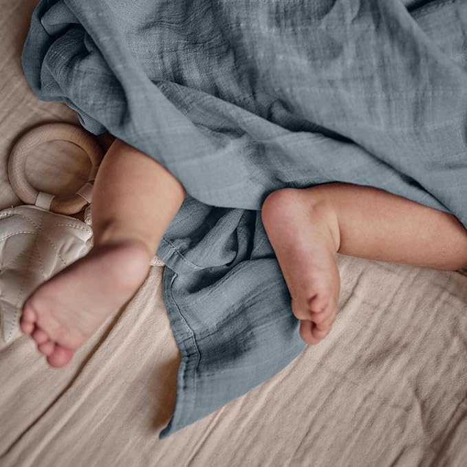 Huxie Swaddle - 100% Organic Cotton - Muslin Swaddle Blankets for Newborn, 47" x 47" 2-Pack (Sage Green/Tradewinds)
