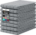 Homaxy Premium Cotton Kitchen Towels 16"x 28", Large Natural Ring Spun 390 GSM Dish Towels, Super Absorbent Terry Kitchen Hand Towels, Soft Tea Towels with Hanging Loop, Pure Grey Design, 8 Pack
