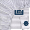 LANE LINEN 100% Organic Cotton Twin Fitted Sheet, 2-Piece Set (1 Fitted Sheet, 1 Pillowcase), Percale Weave, Soft, Breathable, Fits Mattress Upto 15' Deep - Blue Ticking Stripe (No Flat Sheet)