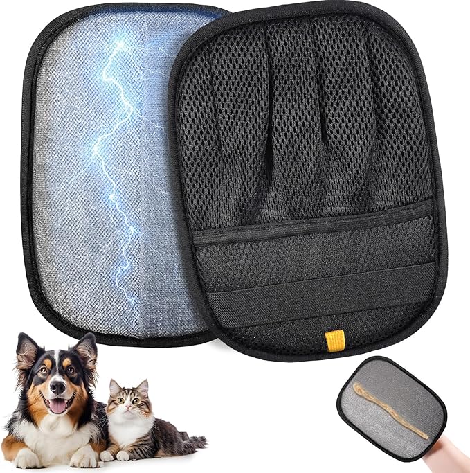 Pocleanish 2-Pack Pet Hair Remover Gloves for Cats & Dogs, 2025 Upgraded Five-Finger Reusable Electrostatic Pet Hair Gloves, Magic Brush Pet Hair Remover Tool for Laundry, Couch, Carpet, Car Seat