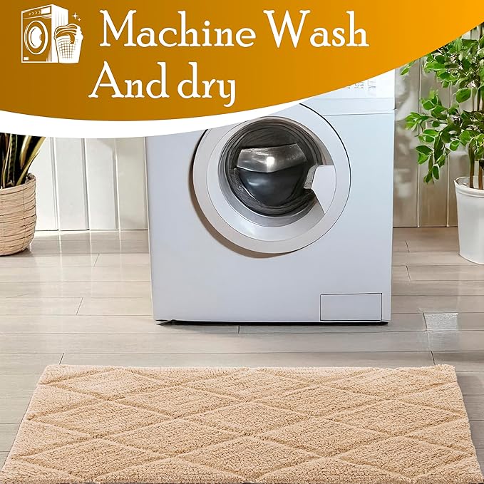 C23 Luxury 2200 GSM Heavyweight Bath Mat | 100% Tufted Cotton | 20"x32" Beige Thick & Plush Bathroom Rug | Ultra-Absorbent, Quick Dry, Anti-Slip Natural Latex Back, Machine Washable, 1 Piec
