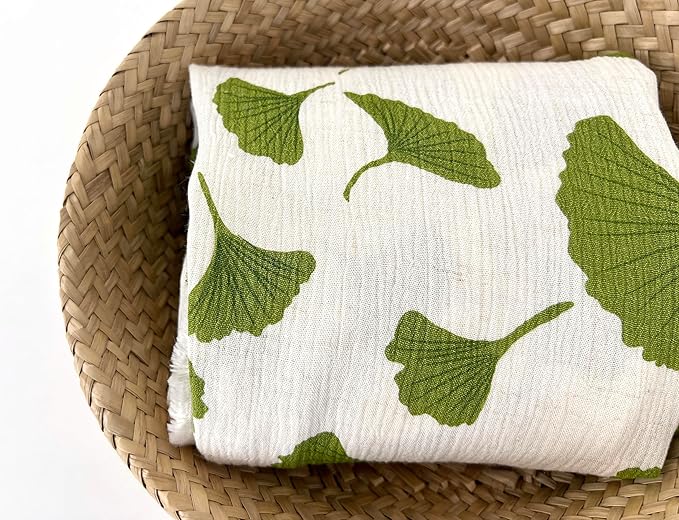 Linen Rayon Blend Fabric by The Linen Lab – Lightweight, Soft, Pre-Washed Material for Sewing, Clothing, Crafts & DIY (3 Yard pre Cut, Green Ginkgo with Subtle Wrinkle Effect)