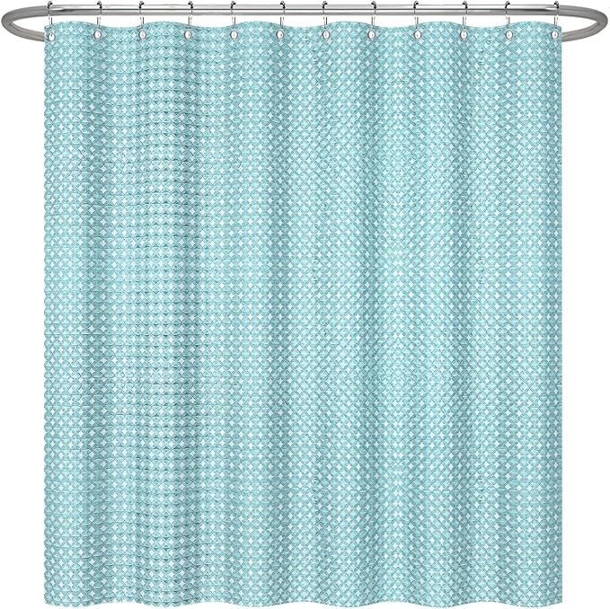 ggaimwf 72x72 Inch Solid Color Shower Curtain for Bathroom Waffle Bath Water Resistant Fabric Curtains Mint Green Modern Thick Shower Stall Curtain with Metal Hooks