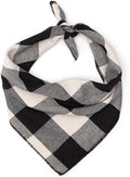 THE WORTHY DOG Classic Tie-On Dog Bandana – Soft Cotton Flannel Square Pet Bandana, Buffalo Pattern, Black/White, Large