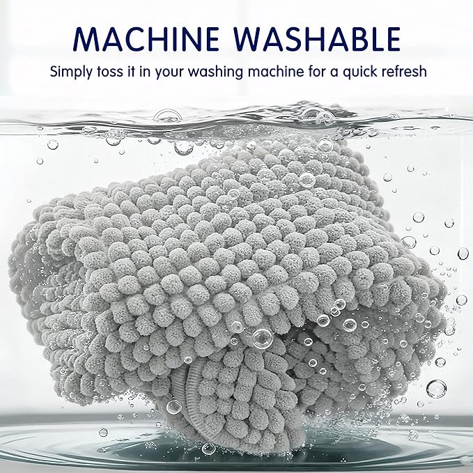 SUBRTEX Bathroom Rugs, 24" x 60" Chenille Bath Rug Soft Short Plush Bath Mat Soft Shower Mat Water Absorbent Shower Mat Quick Dry Machine Washable, Light Gray