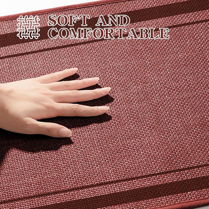 chakme Bathroom Rugs Mat 24x17, Ultra Thin Non Slip Bath Mat Small Quick Dry Absorbent Bath Mat for Bathroom, (Dark Pink, 24"x17")
