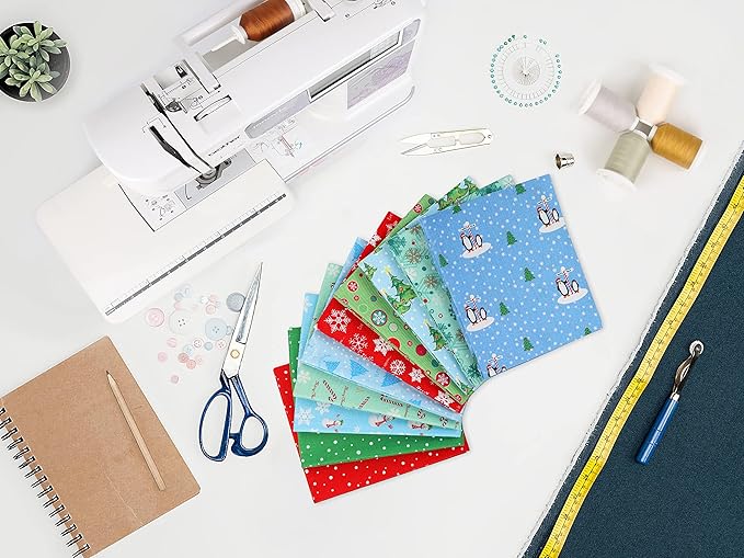 Craftido -25 Options- 100% Cotton Quilting Fabric Bundles 10pcs Fat Quarters 18”x21”-Medium Weight 5.2 oz- Soft Cotton for Quilting, Sewing Project, Patchwork, DIY Crafts - Christmas