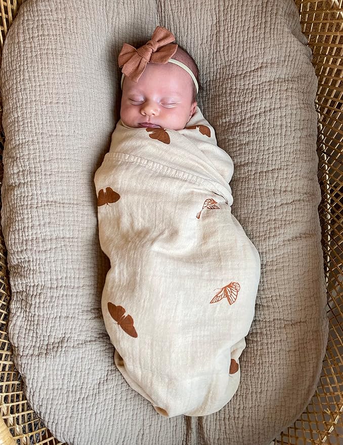 Leyl&Ari Muslin Baby Swaddle Blanket | 100% Organic Receiving Wrap (Boho Butterflies)