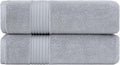 Milara Turkish Super-Plush Bath Towels Set 2-Piece | Premium Cotton Bath Towel Set Absorbent, Durable with Hanging Loops | Silver Gray Color Turkish Bath Towels, (27 x 54 Inches)
